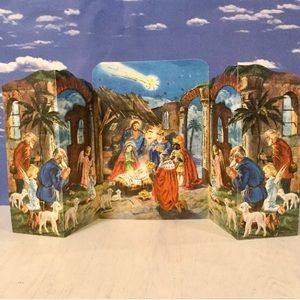 Christmas Advent Calendar W Germany paper & glitter Bible verses Christian